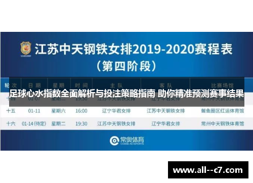 足球心水指数全面解析与投注策略指南 助你精准预测赛事结果