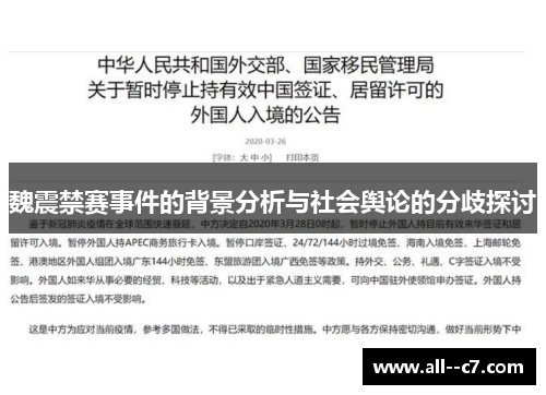 魏震禁赛事件的背景分析与社会舆论的分歧探讨